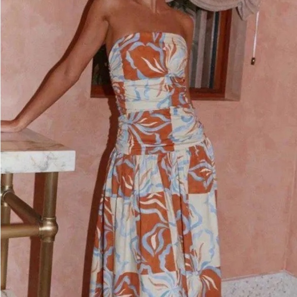 Peppermayo Exclusive - Carmel Maxi Dress - Orange Blue Floral